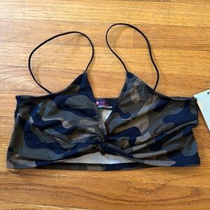 Cute Booty Play Lounge Sleep Bedroom Camo Crop Top Bralette Large NWT